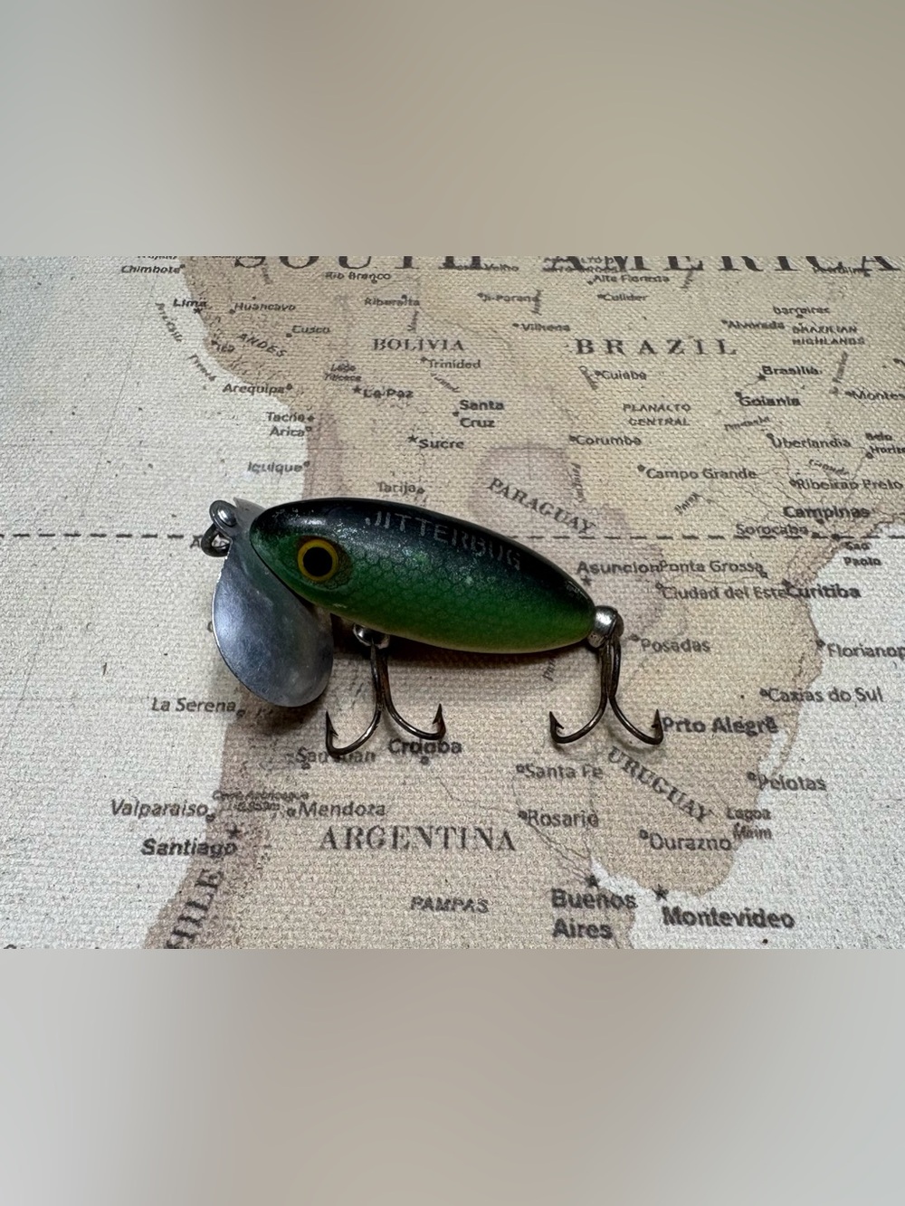Fred Arbogast•Jitterbug•Vintage•Fishing Bait Lure•Frog/Green Scale•1.75 x 1/4 oz